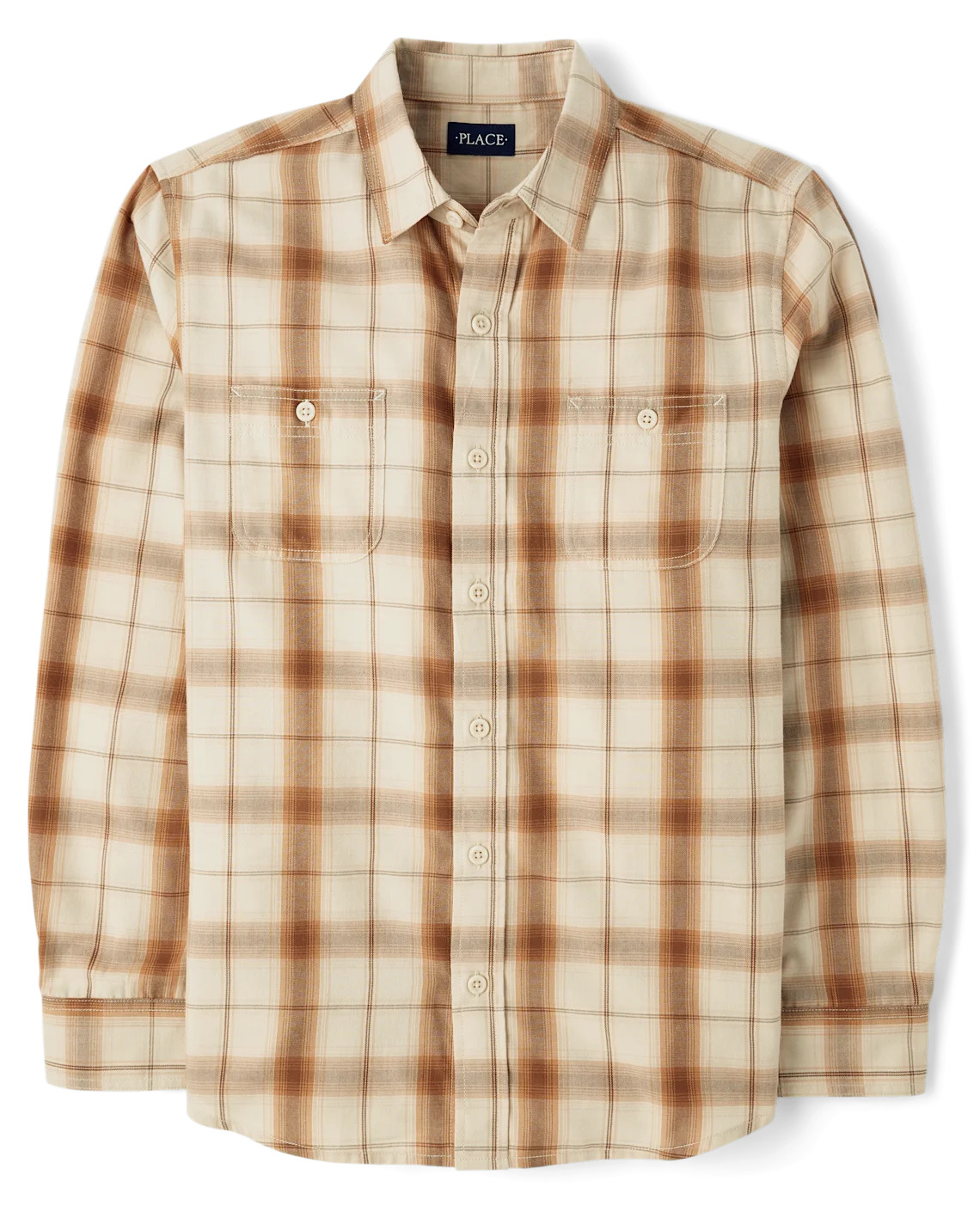 Mens Dad And Me Plaid Flannel Button Up Shirt - brown | The Children's Place