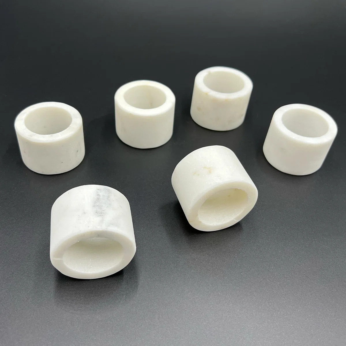 Real Marble Round White Napkin Rings Set | Wayfair North America