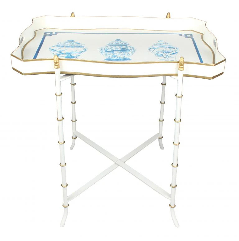 Ivory & Blue Ginger Jar RECTANGULAR TRAY TABLE | The Enchanted Home