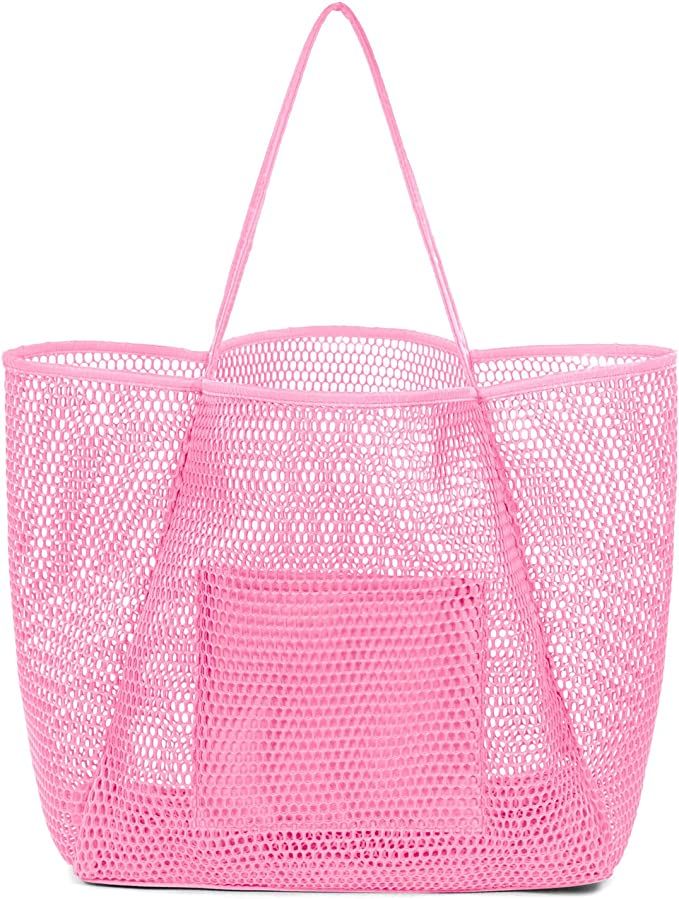 Mesh Beach Bag for Women, Large Tote Bag for Pool Swimming Travel Vacation, Lightweight Sandproof... | Amazon (US)