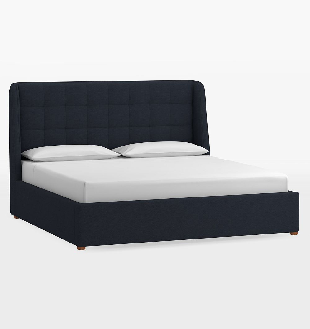 Kenton Upholstered Bed - King - Belgian Linen Navy | Rejuvenation