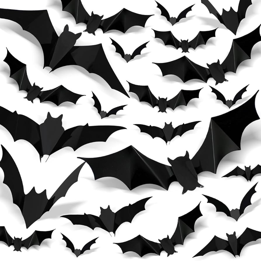 60 Pcs Large Halloween Decorations Bats Halloween Decor, 5 Size 4 Design 3D Bat Decorations for W... | Amazon (US)