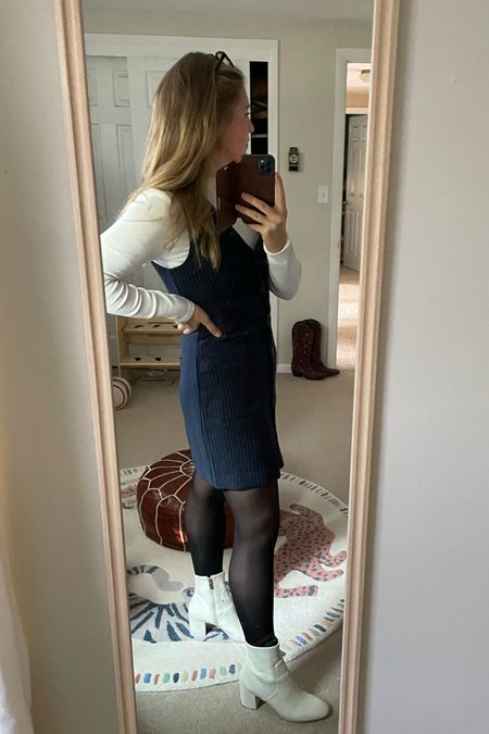 Work from home but like to pretend I have an office to go to from time to time 💼

Vest dress, boots, tights, wfh, ootd 

#LTKworkwear #LTKfindsunder100