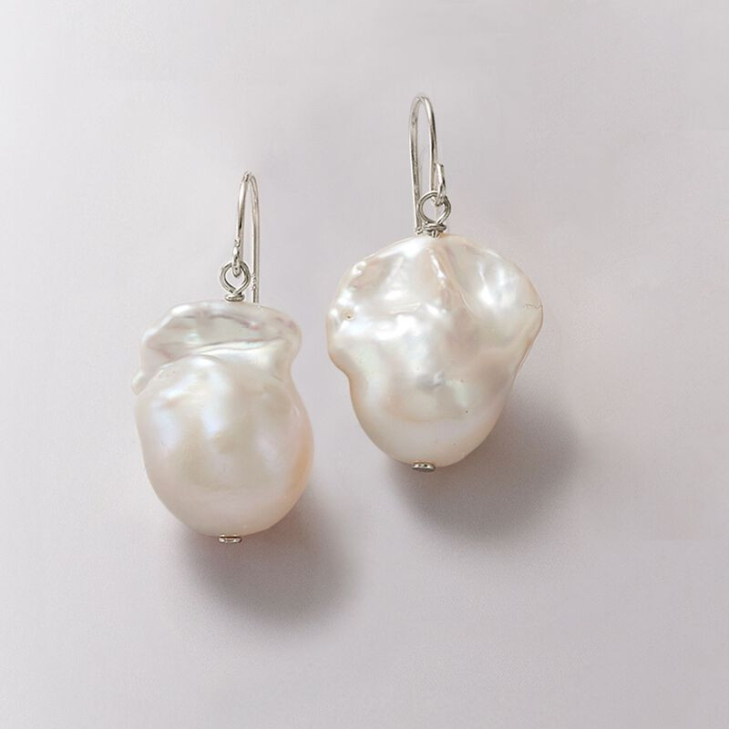 12-13mm Cultured Baroque Pearl Drop Earrings in Sterling Silver | Ross-Simons