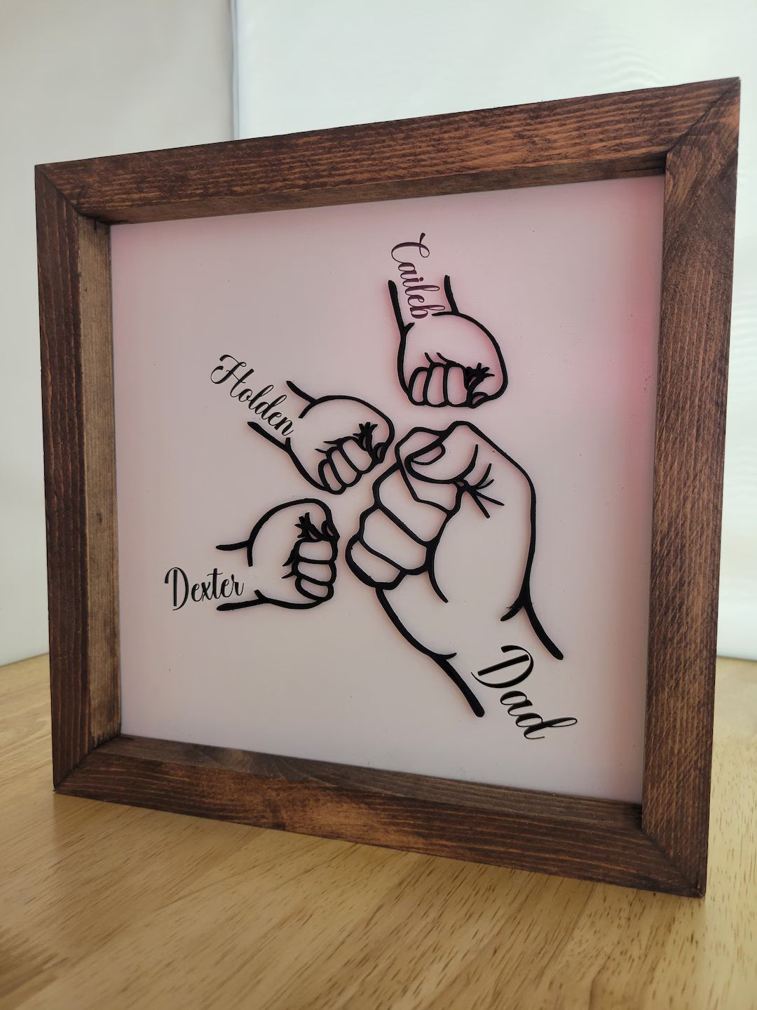 Fist Bump Dad and Kids Framed Sign Dad's Children Names - Etsy | Etsy (US)