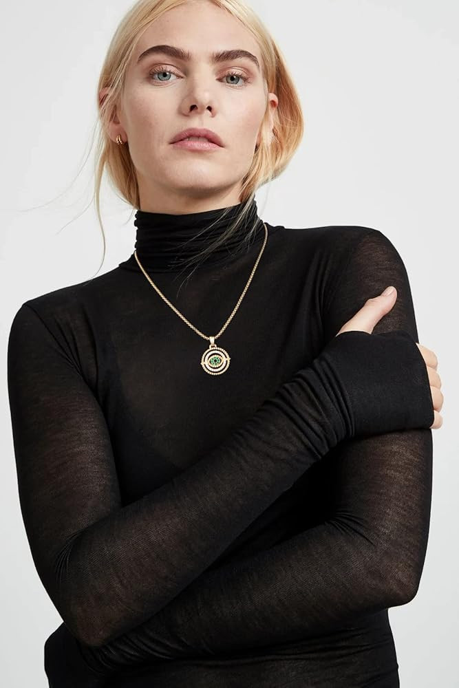 NUZON 2-Tone Interlocking | Sunburst Heart | CZ Evil Eye | Single Pearl | Love Heart Pendant Neck... | Amazon (US)