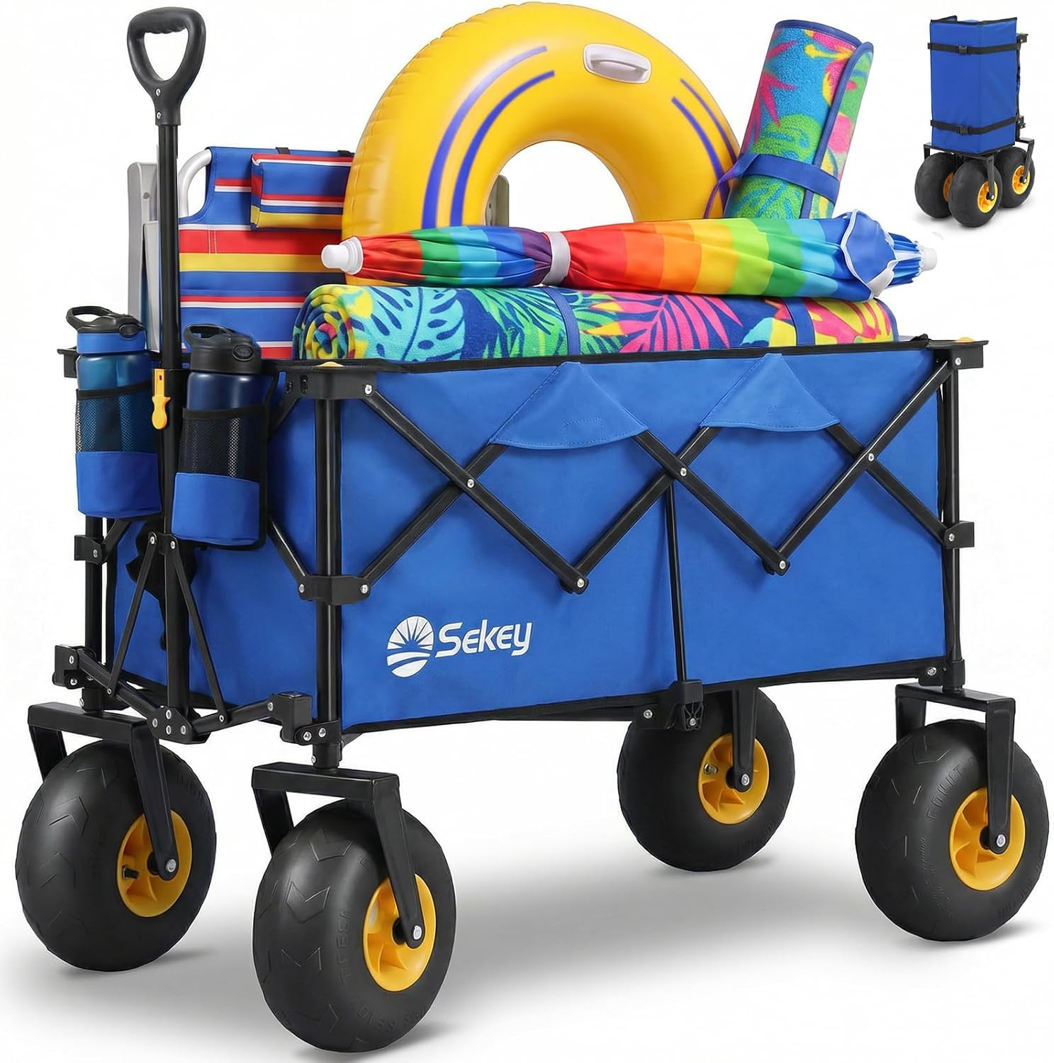 Sekey Heavy Duty Beach Wagon with 9" Big Sand-Proof Wheels – 600lb Capacity, 200L Oversized Fol... | Amazon (US)