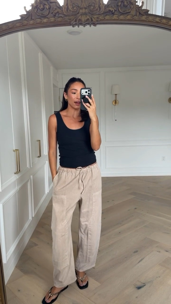 Casual summer outfit for running errands! Wearing size S black tank and size M pull-on pants (could size down to a S)! They’re so effortlessly chic and easy for summer and early fall outfits 🤍 Extra 10% OFF in the app! 

casual outfit, work from home outfit, mom outfit, postpartum outfit, gap pants, fall outfit, fall fashion

#LTKSaleAlert #LTKSeasonal #LTKmomlife