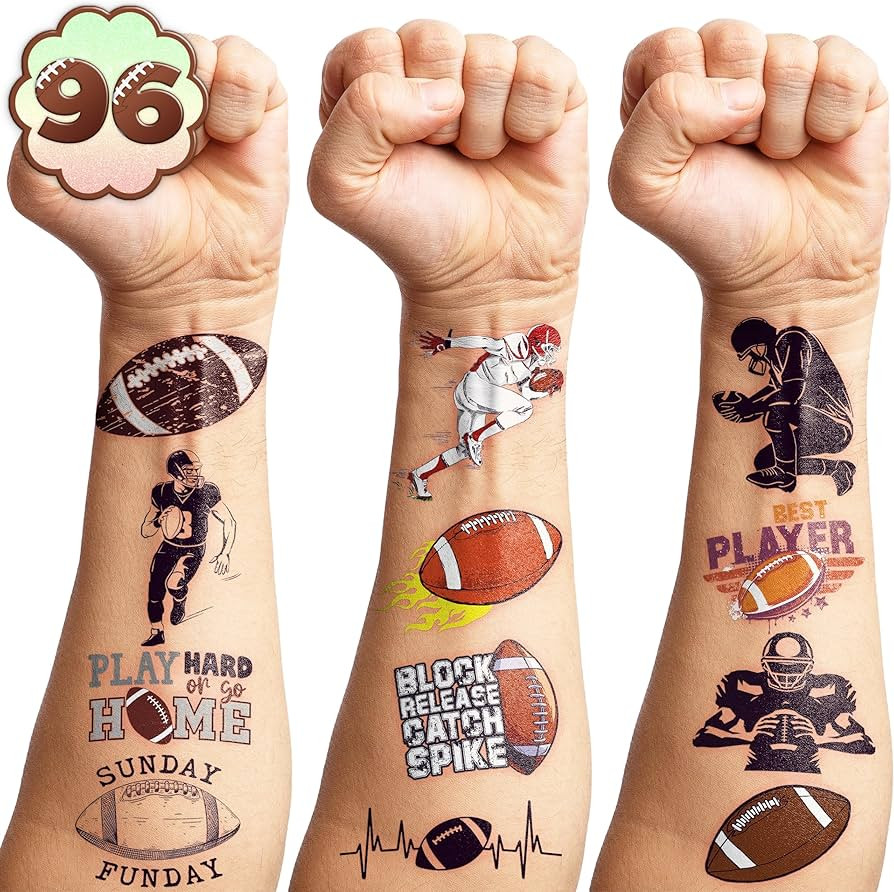 96PCS Football Temporary Tattoos Birthday Party Supplies Decorations Tattoos Stickers American Ru... | Amazon (US)