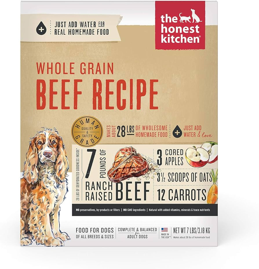 The Honest Kitchen Dehydrated Whole Grain Beef Dog Food, 7 lb Box, 7.00 Pound (Pack of 1) | Amazon (US)