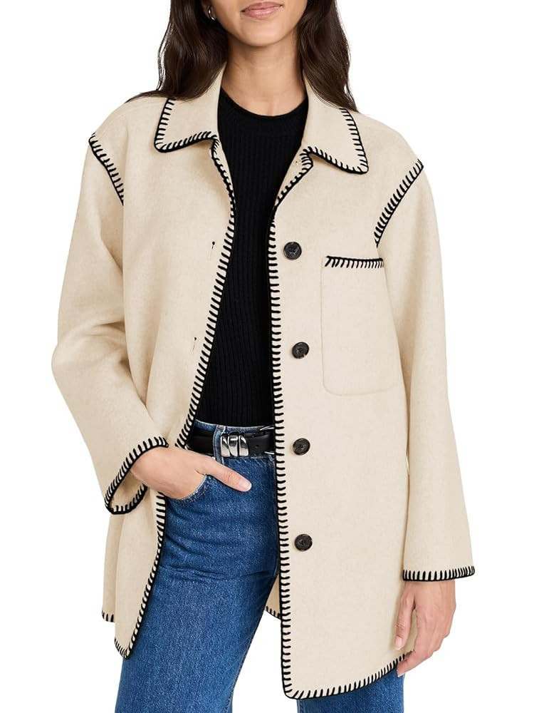 Yousify Women's Fall Winter Jackets 2024 Trendy Warm Mid Length Wool Pea Coat Casual Lapel Plus S... | Amazon (US)