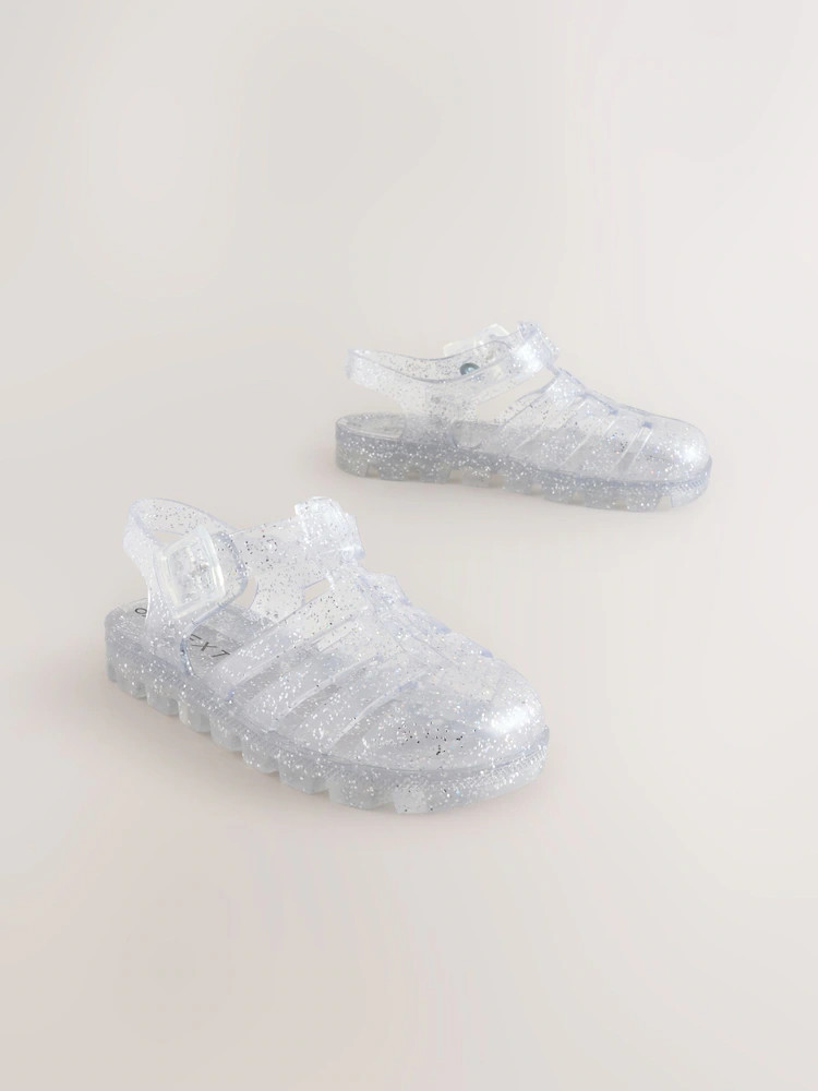 Silver Glitter Jelly Sandals | Next US