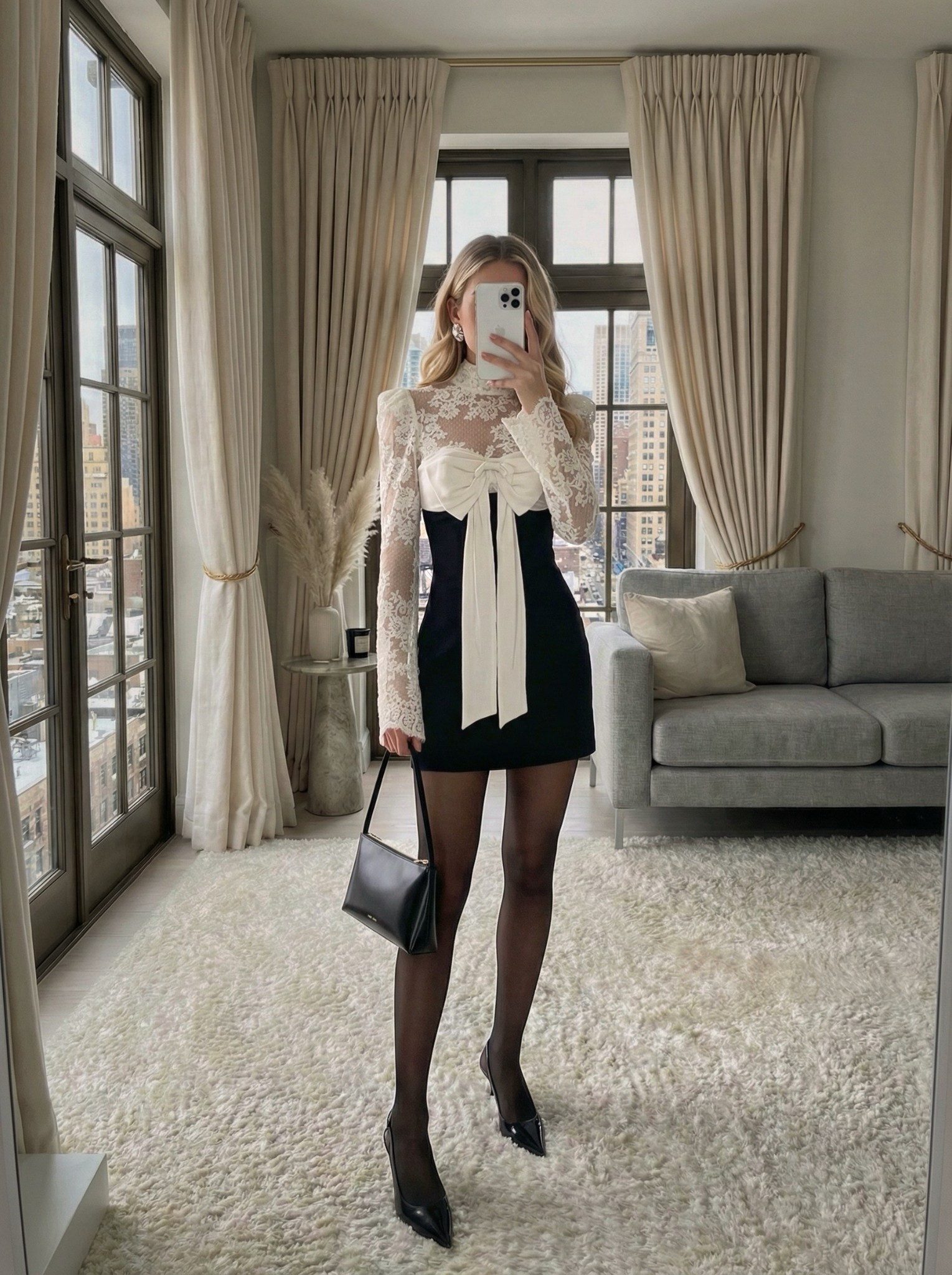 Black‑and‑cream moment for holiday nights 🖤🤍 Lace, bows, sheer tights and a mini—saving this for every dressy dinner and party this season.

#LTKSeasonal #LTKStyleTip #LTKParty  
#holidayoutfit #littleblackdress #neutralstyle #eveninglook #partyoutfit

#LTKHoliday #LTKgrwm #LTKootd