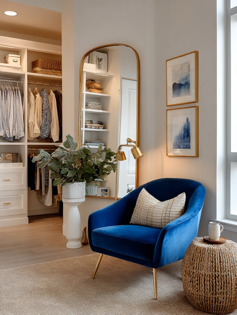 What caught your eye first?

The chair… or the mirror?

That’s exactly the point.

Your wardrobe will change.
Your style will evolve.
But your space should always feel calm, beautiful, and intentional.

A dressing area isn’t just for getting ready—it’s where your day begins.

Add two simple elements:
✨ A statement velvet chair (comfort + style)
✨ A gold frame mirror (light + elegance)

Suddenly, it becomes more than a corner.

It becomes a place to pause.
To plan your outfits.
To start your day with clarity.

You don’t need a full dressing room.
Even a small corner can feel like this.

Create a space you actually want to spend time in.

#LTKHome #DressingRoom #ClosetDesign #HomeStyling 

 #LTKHome