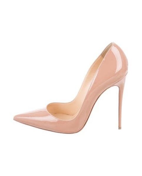 Christian Louboutin Patent Leather Pointed-Toe Pumps Nude | The RealReal