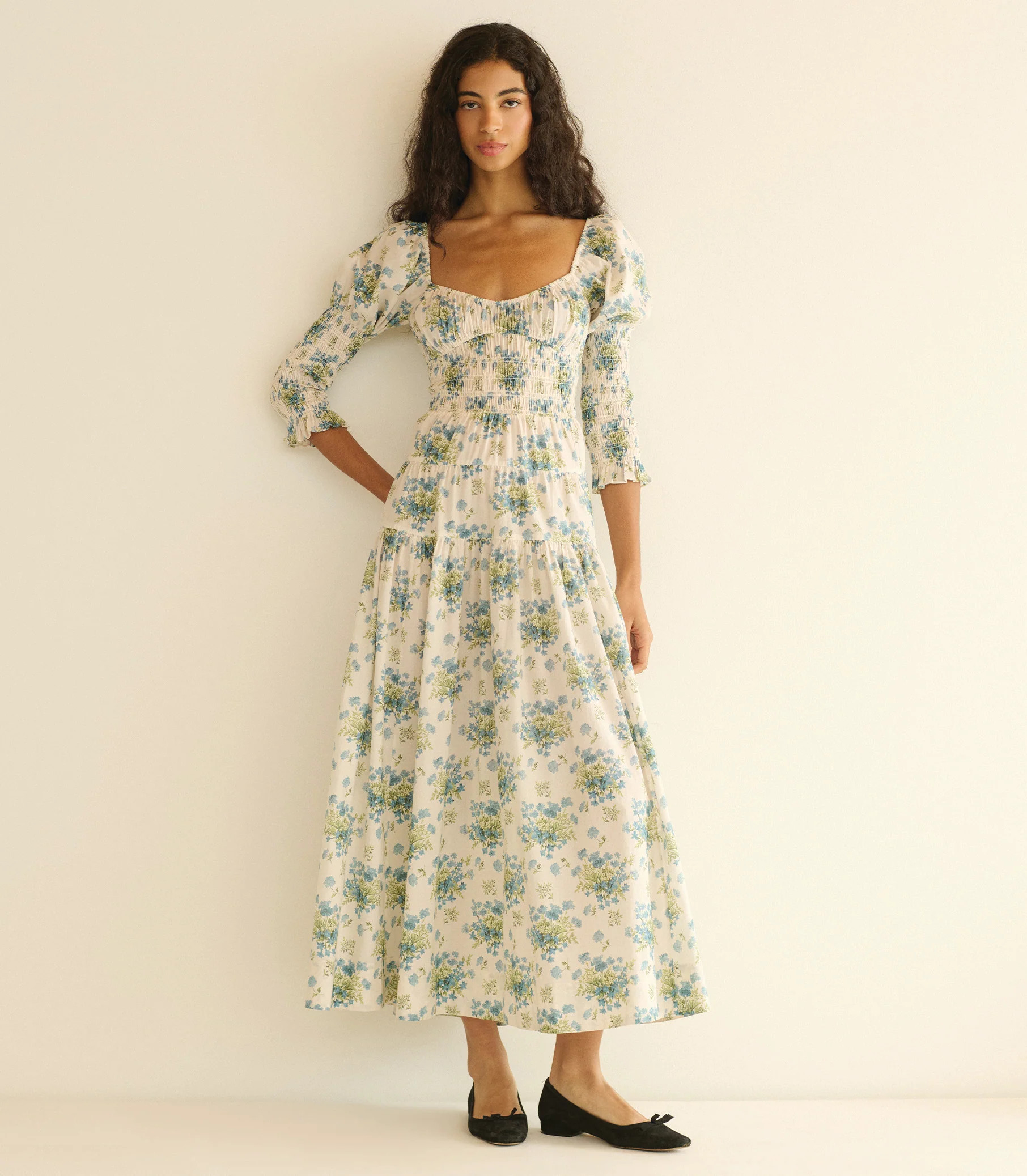 Seraphina Dress - Creme Lantana Floral | DÔEN | DOEN
