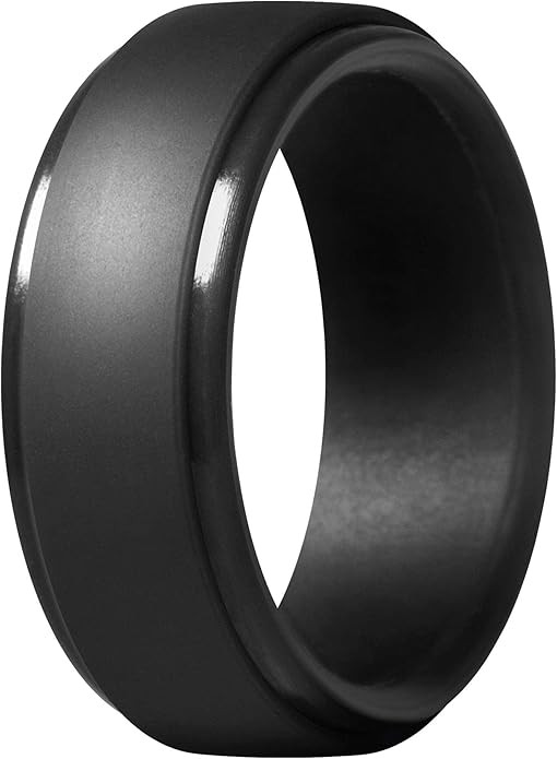 Thunderfit Silicone Ring Men, Step Edge Rubber Wedding Band, 10mm Wide, 2.5mm Thick | Amazon (US)