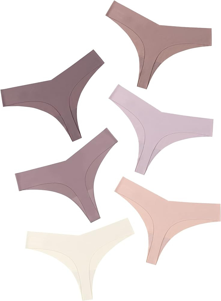 DEANGELMON Seamless Thongs for Women No Show Thong Underwear Women Comfortable Multiple Pack | Amazon (US)