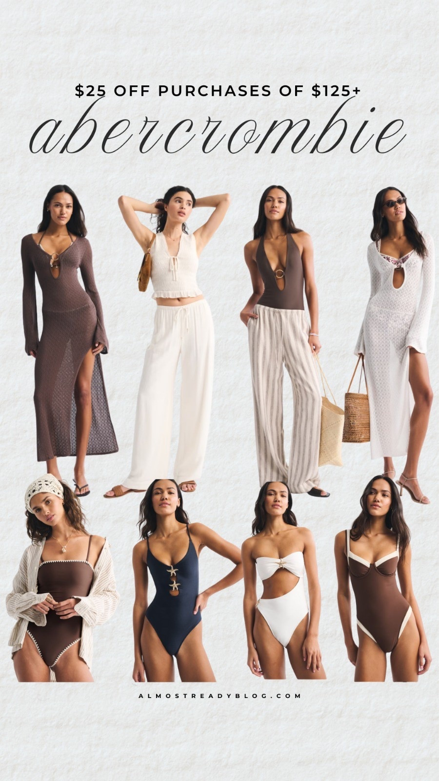 Abercrombie $25 off purchases of $125+, resort wear, swimsuit, cover up, resort outfit, pool day outfit, amanda west, slmost ready blog

#LTKOver40
