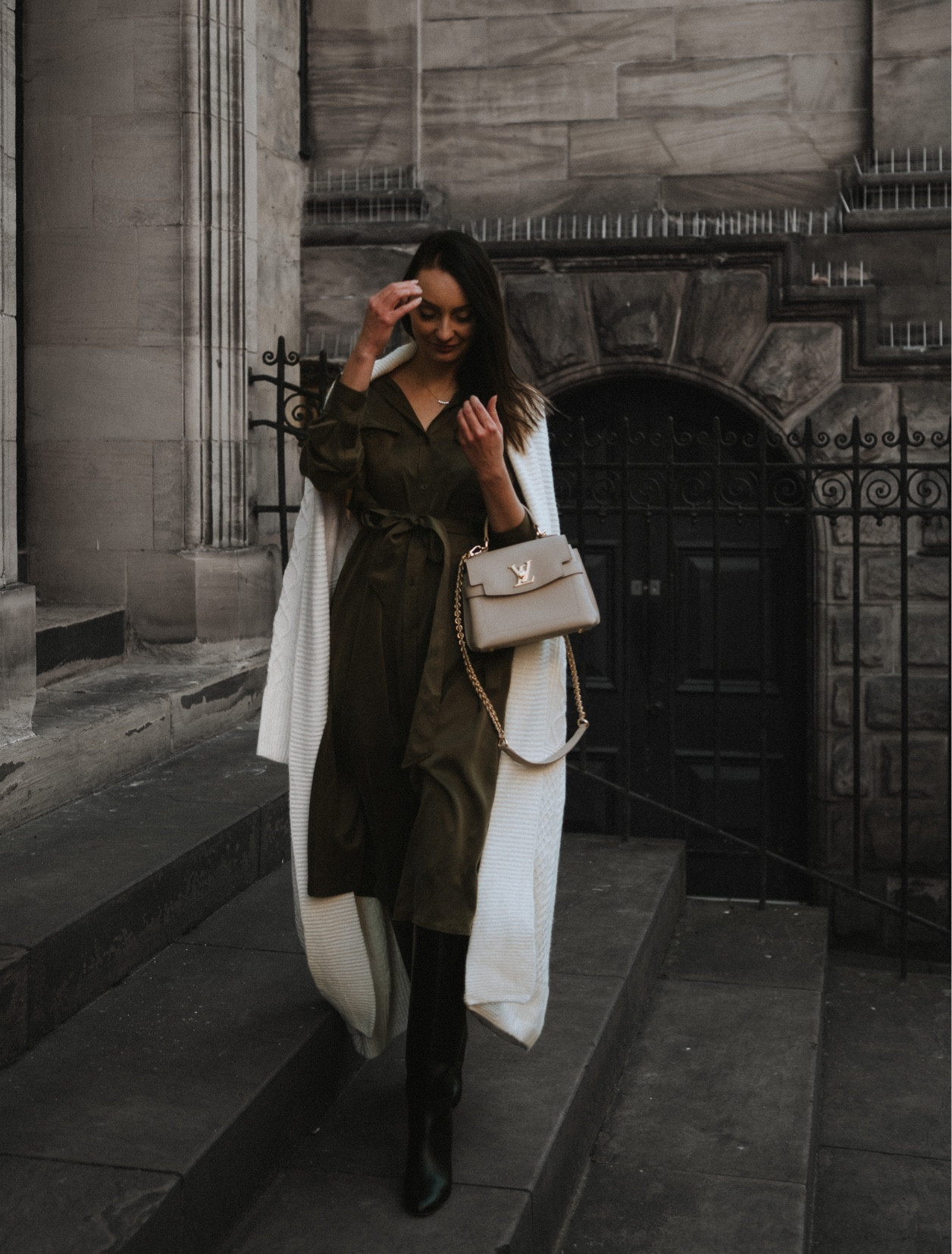 Currently obsessed with a bottle green silk dress, longline knitted cardigan and some boots. The look is completed with the new Louis Vuitton Lockme Ever Mini bag 🙌 #ootd #winteroutfit #lvbag #louisvuitton #falllook #falloutfit

#LTKSeasonal #LTKstyletip #LTKeurope