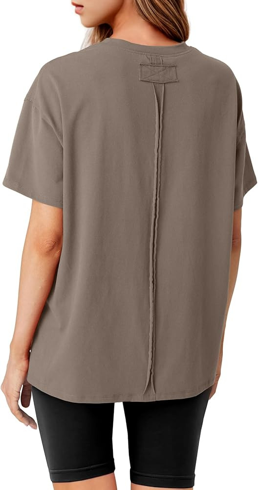 Lepunuo Oversized T Shirts for Women Summer Tops 2024 Trendy Cotton Casual Loose Fit Short Sleeve... | Amazon (US)