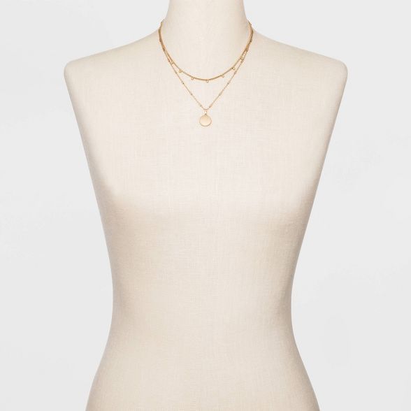 Ball & Medallion in Worn Gold Layer Necklace - Universal Thread™ Gold | Target