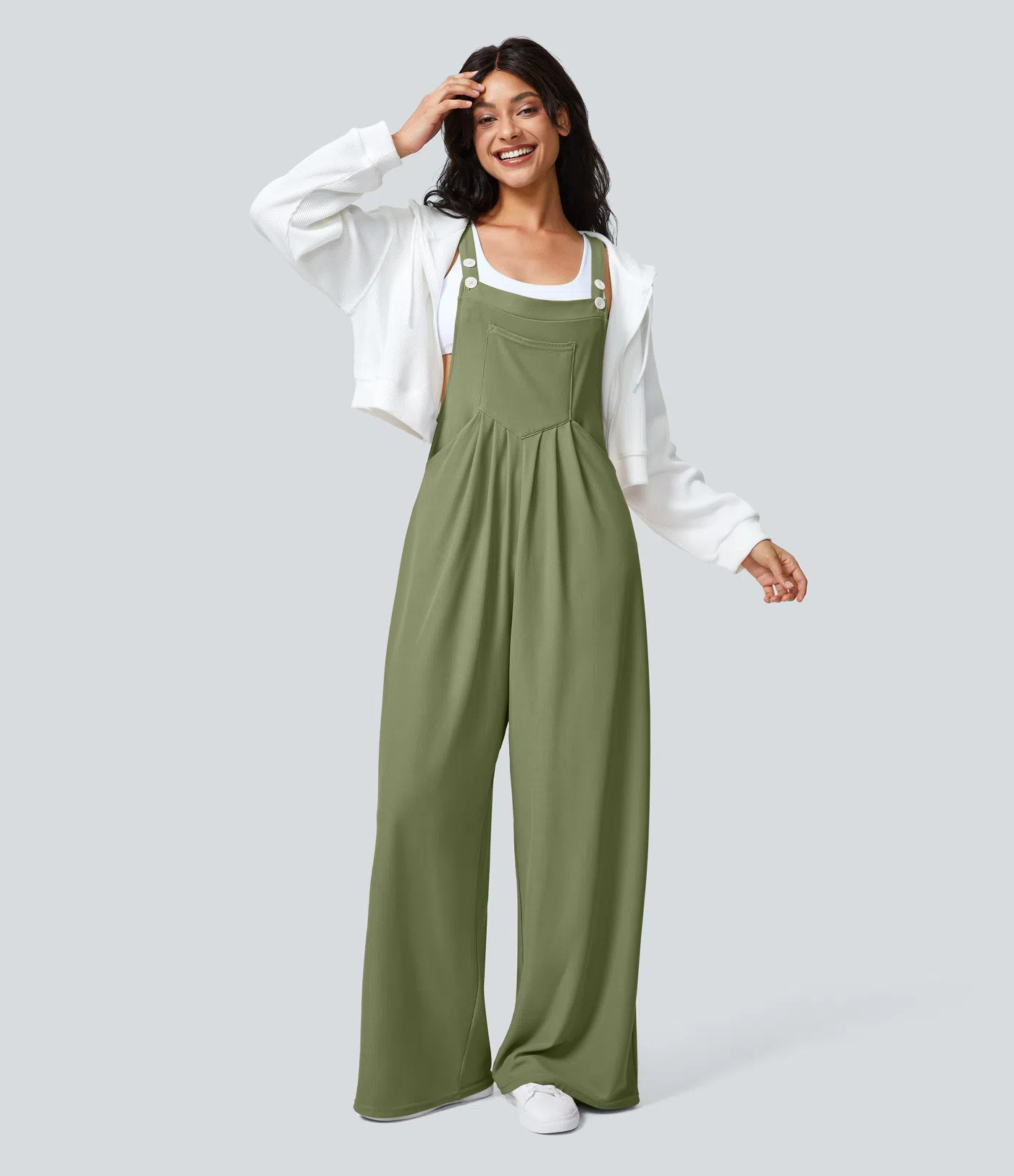 Women’s Pockets Waffle Casual Overalls - Halara | HALARA