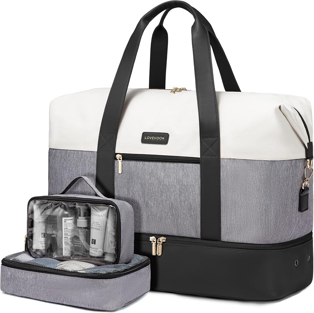 LOVEVOOK Weekender Bag for Women, Large Duffle Bag for Travel with 2 Packing Cubes, Carry on Over... | Amazon (US)