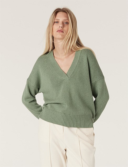 Cable Flax V Jumper | David Jones | David Jones (Australia & New Zealand)