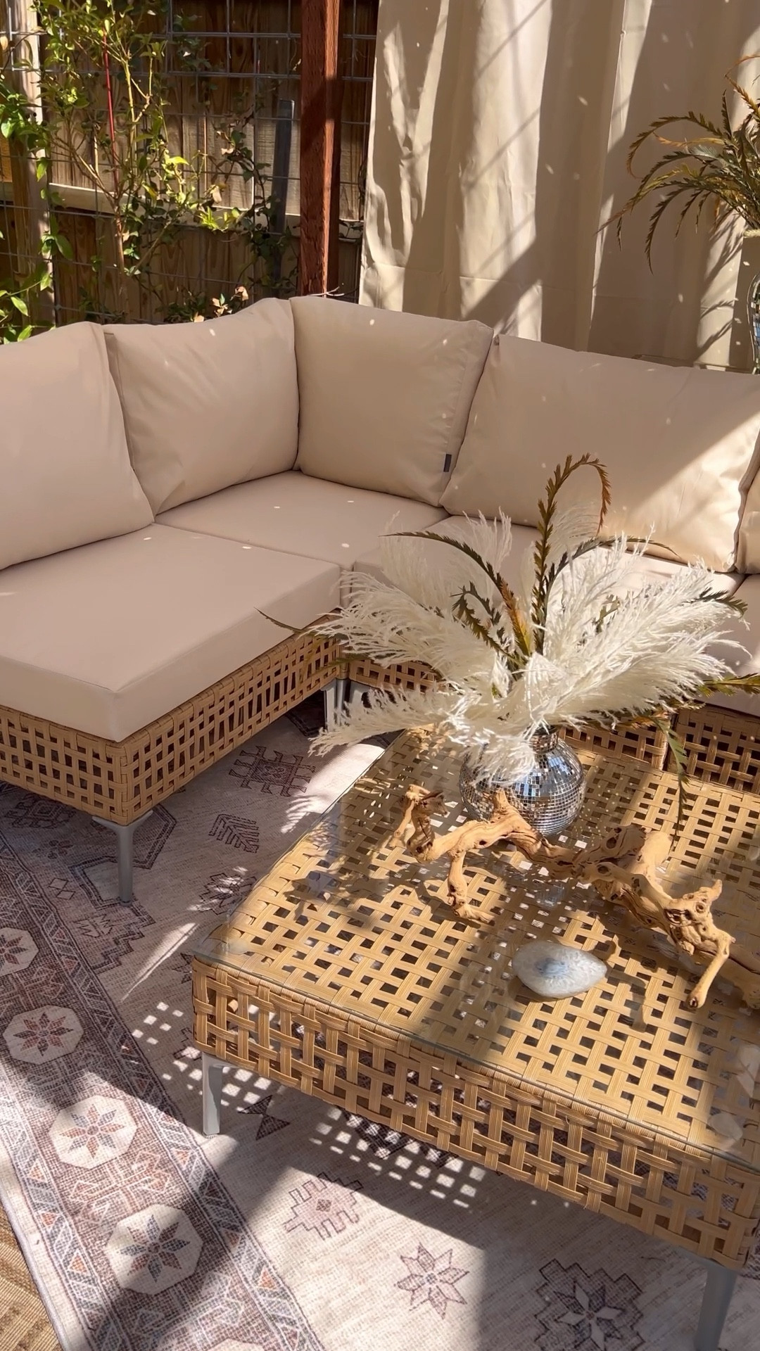 7 piece Boho wicker patio conversation set! 
#coffeetable
#patioent

#LTKSeasonal #LTKSaleAlert #LTKVideo