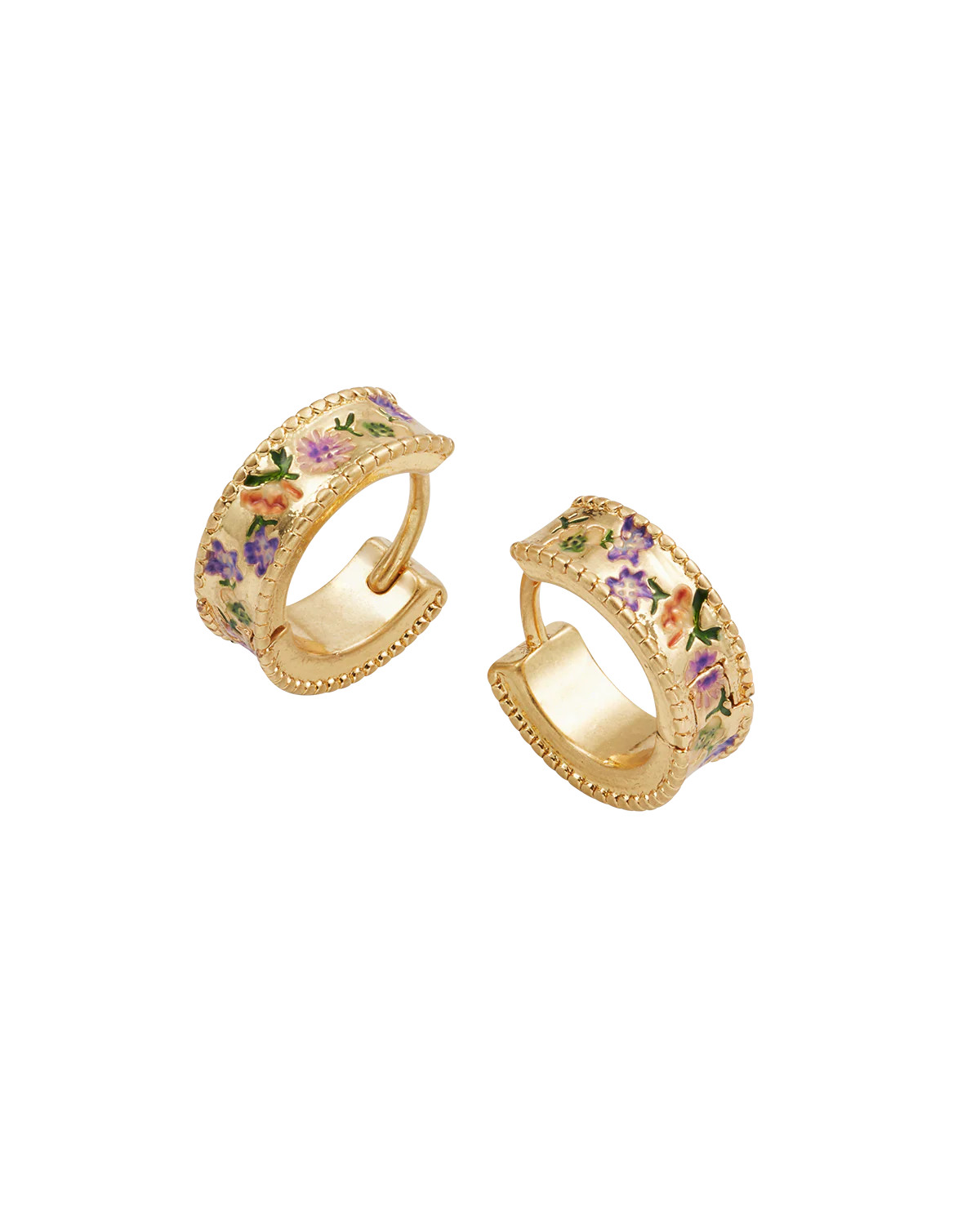 Folksy Floral Huggie Earrings | Fable England