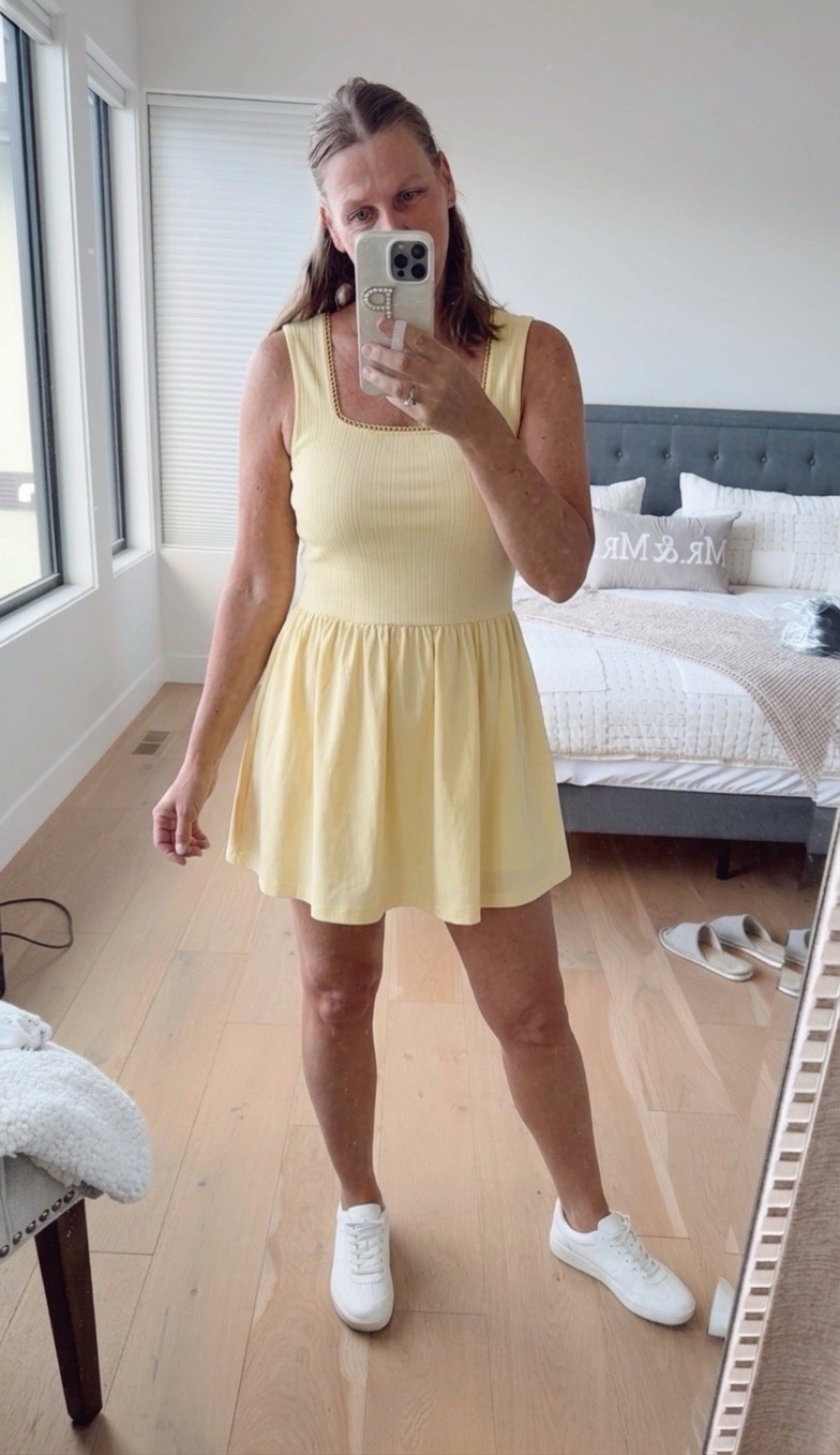 Activewear dress

This color is so good!!
Wearing a M
Has great length, built in bra and shorts 

Pickleball outfit, tennis outfit, yellow dress, activewear, target outfit , affordable outfit

#LTKsummer #LTKfitness #LTKstyletip