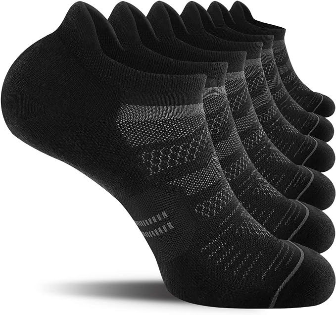 CS CELERSPORT 6 Pack Men's Running Ankle Socks with Cushion, Low Cut Athletic Sport Tab Socks | Amazon (US)