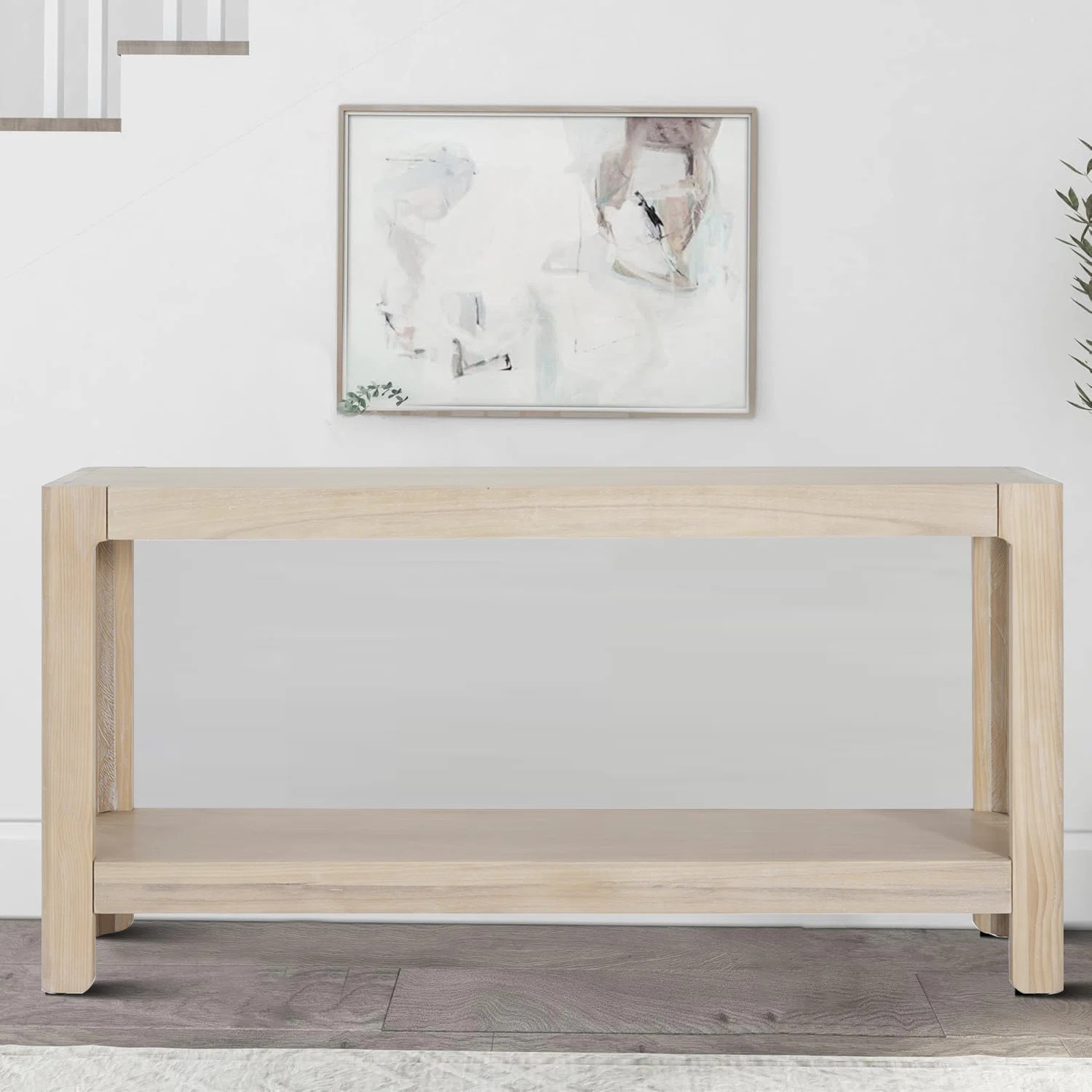 Modern Minimalist Wood Console Table with Open Shelf | Wayfair North America