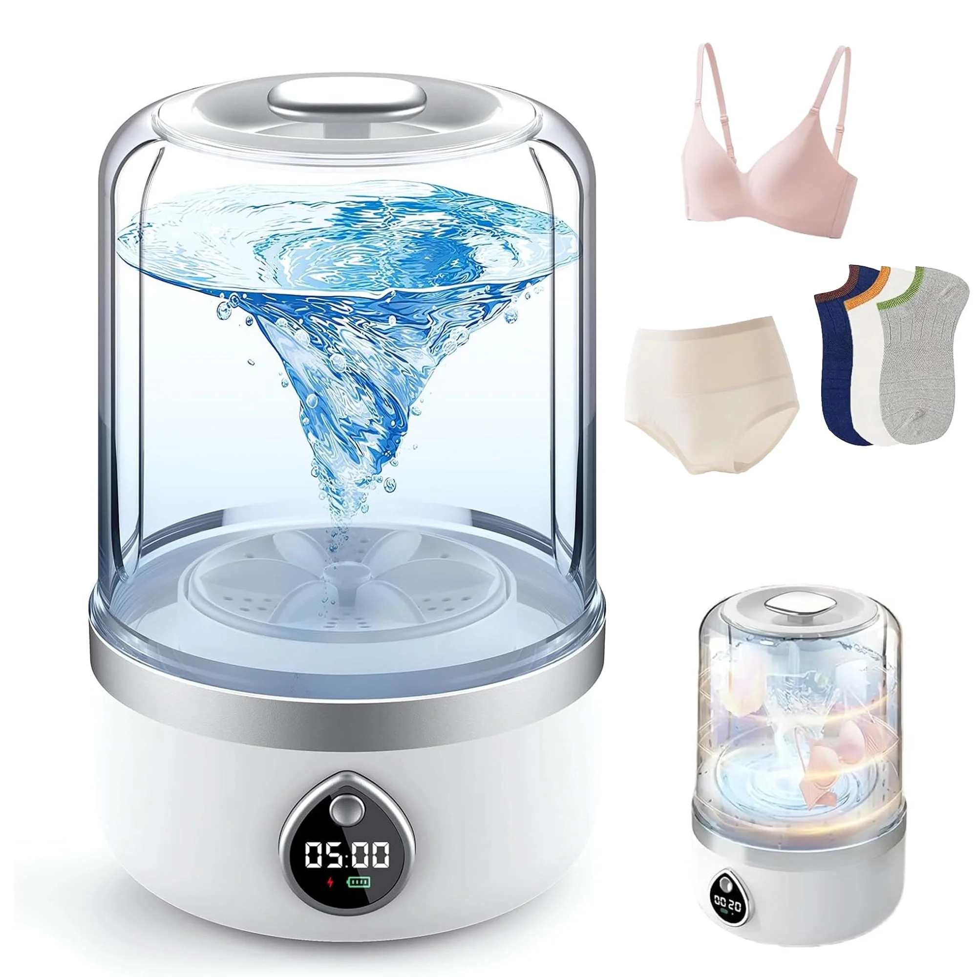 Underwear Washer, 1.4L Portable Washing Machine for Delicates & light garments, Cordless Small La... | Walmart (US)