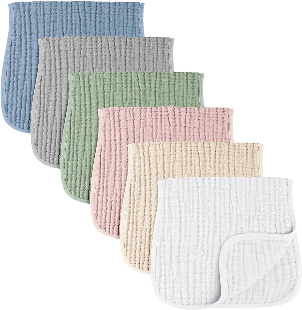 Konssy Muslin Baby Burp Cloths Sets for Unisex- 6 Pack Large 100% Cotton Burping Clothes for Newb... | Amazon (US)