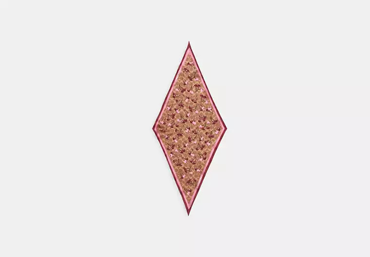 Signature Cherry Swirl Print Silk Diamond Scarf | Coach Outlet US