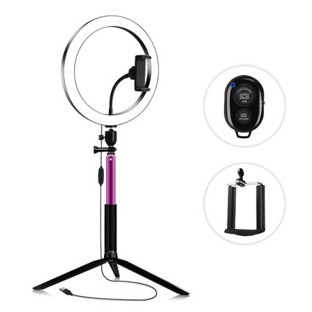 10 Inch 3200K-5600K Bi-color Beauty Ring Video Light Kit with Phone Remote Control Phone Holder Tabl | Walmart (US)