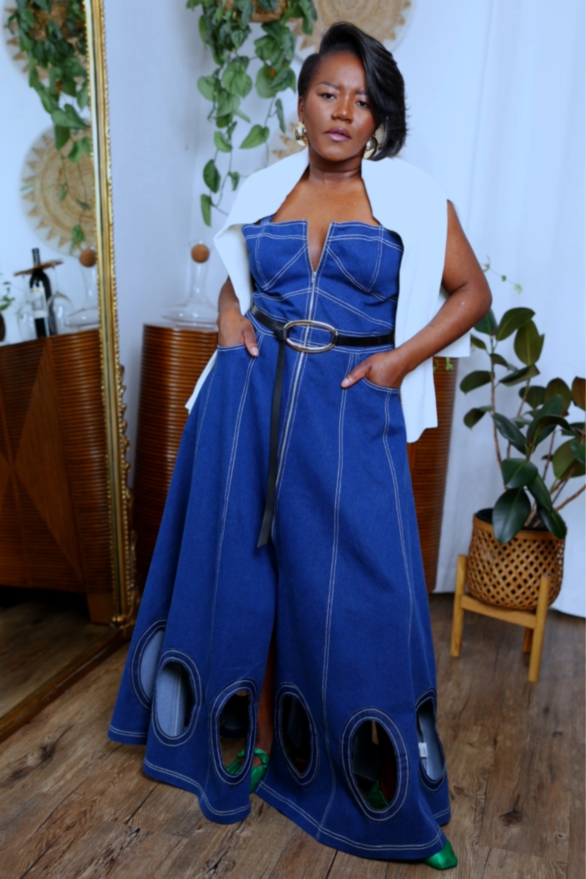 white christmas dresses Alicia Denim Dress Large main image 0