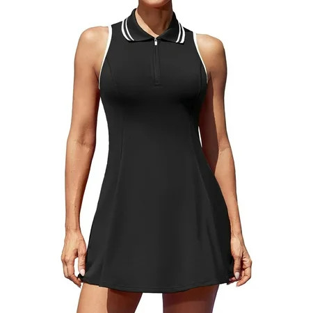 Beautyin Tennis Dress Golf Exercise Dresses with Shorts and Pockets Polo Collar Zipper Athletic Dresses Tennis Dress | Walmart (US)