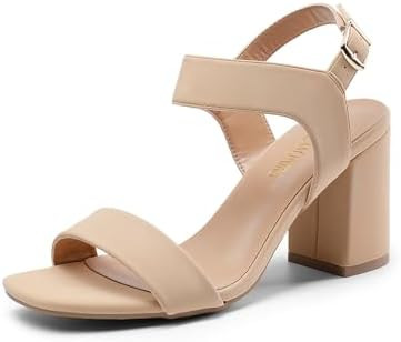 DREAM PAIRS Women's High Chunky Heels Square Toe Block Ankle Strap 3 inch Dress Shoes Comfortable... | Amazon (US)