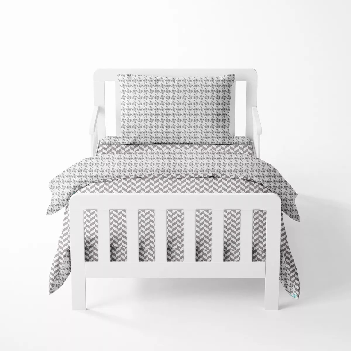 Bacati - Houndstooth/Herringbone Gray Unisex Muslin 4 pc Toddler Bedding Set | Target