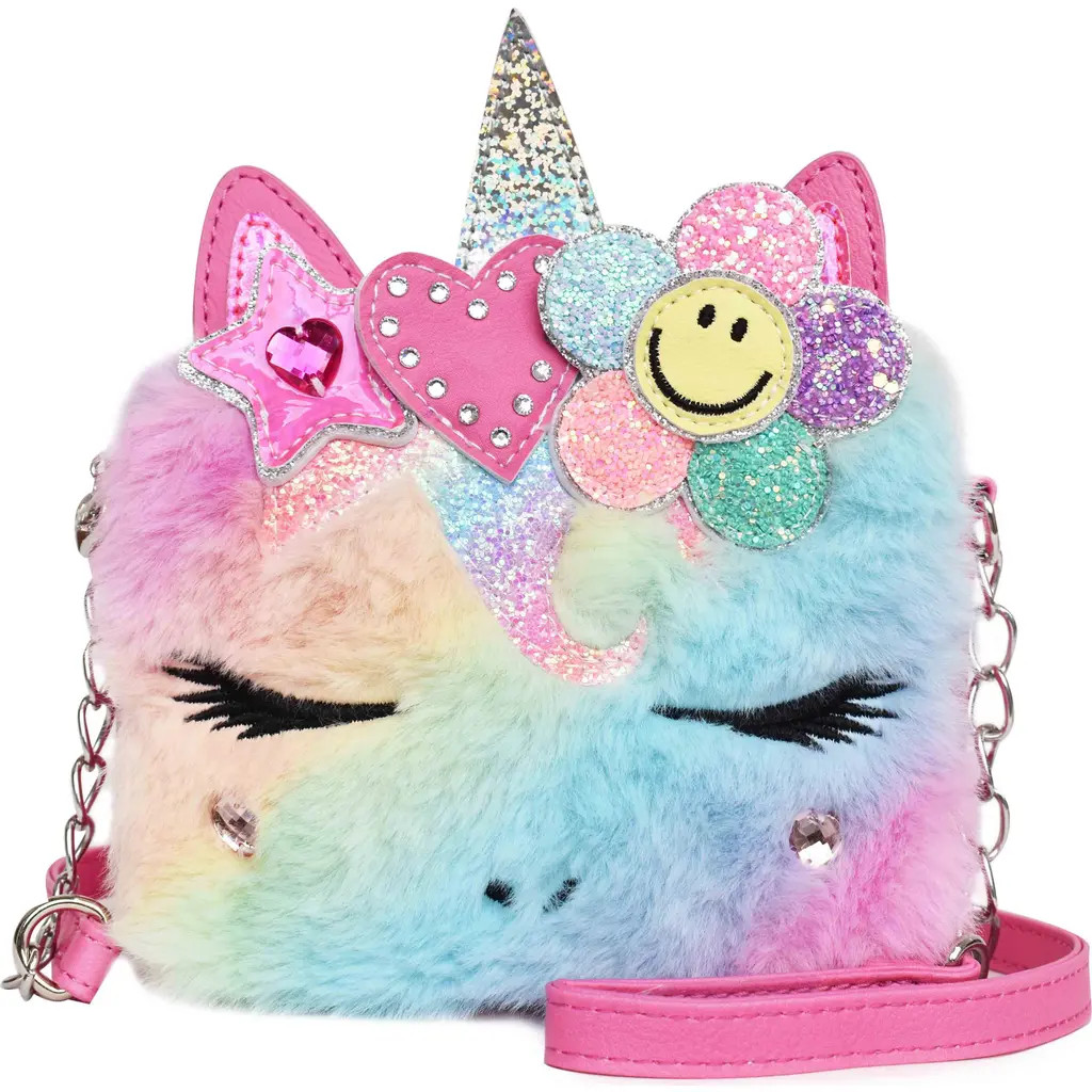 OMG Accessories Kids' Miss Gwen Faux Fur Unicorn Crossbody Bag in Flamingo at Nordstrom Rack | Nordstrom Rack