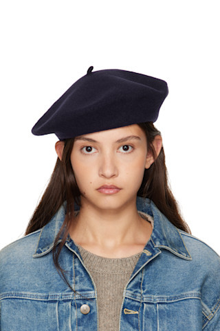 Navy Heavy Wool Beret | SSENSE