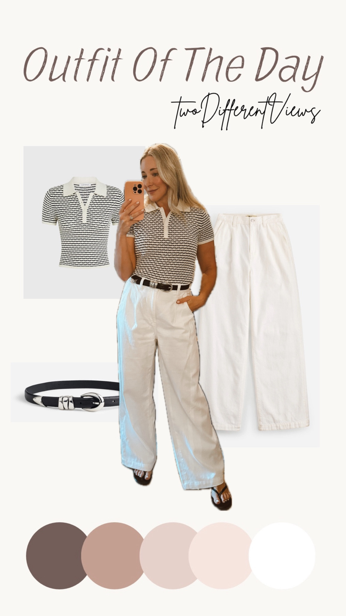 Outfit of the day 
OOTD
Summer outfit 
White pants
White denim 
White jeans 
Belt
Workwear 

#LTKSummerSales #LTKWorkwear