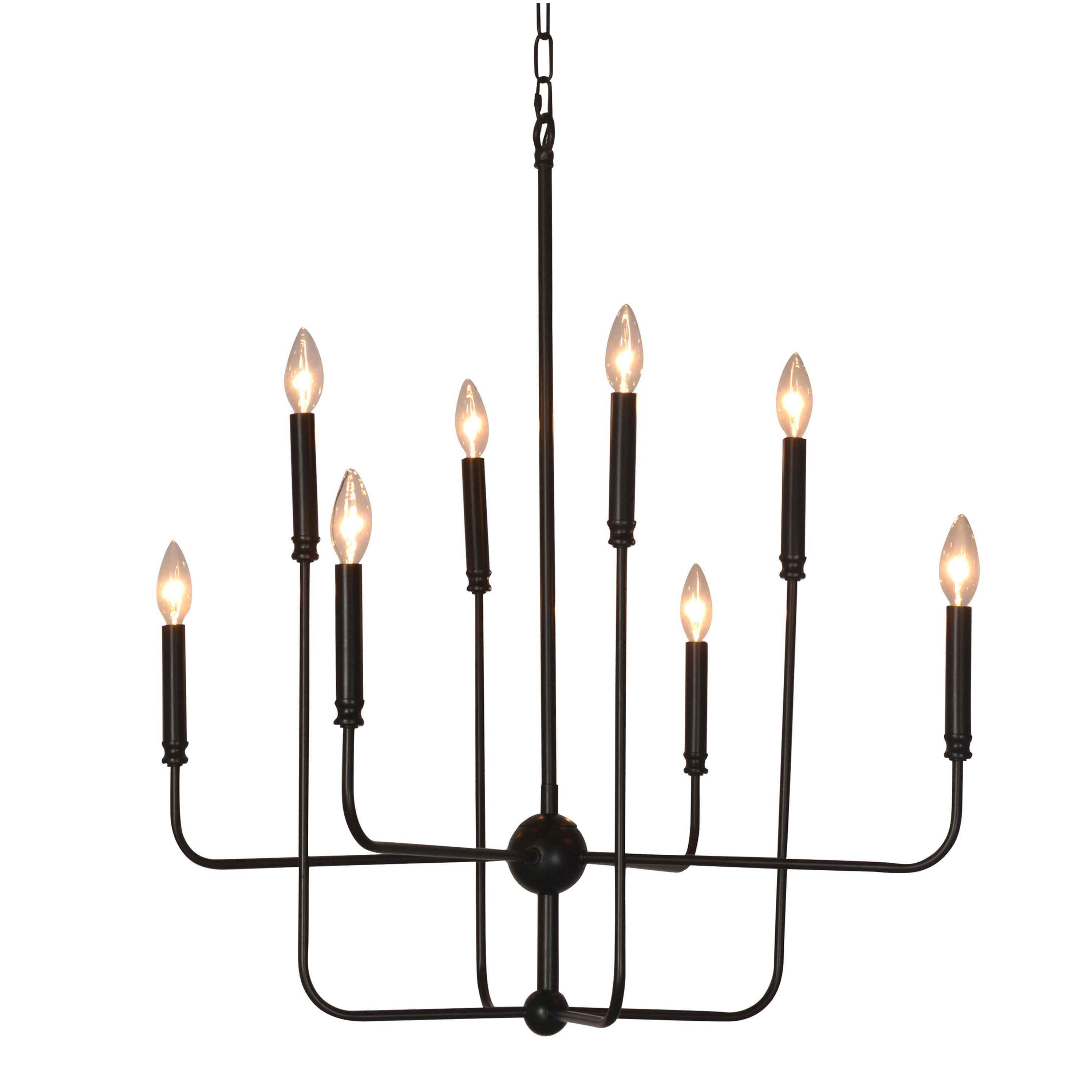 Adams Matte Black Metal 8 Light Chandelier | World Market