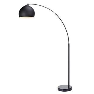 Arquer Arc Floor Lamp with Black Shade and Black Marble Base | The Home Depot