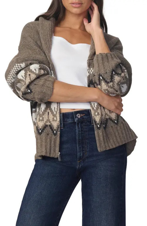 Joe's The Inga Fair Isle Cardigan in Olive Multi Fair I at Nordstrom, Size Large | Nordstrom
