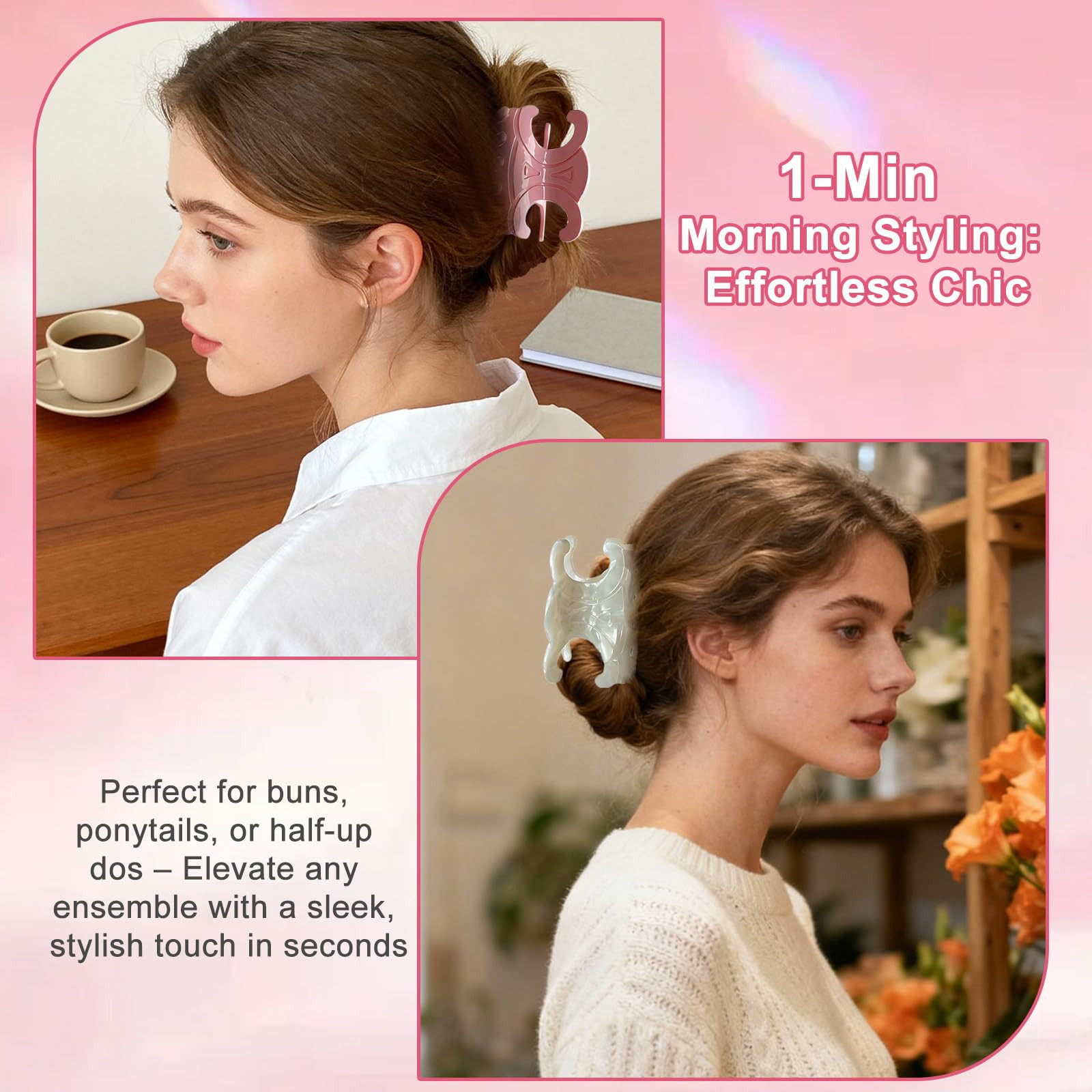 Premium Durable Acetate Butterfly Hair Clips, 4 Pack Multi- Hair Clip Set – Strong Grip Butterf... | Amazon (US)