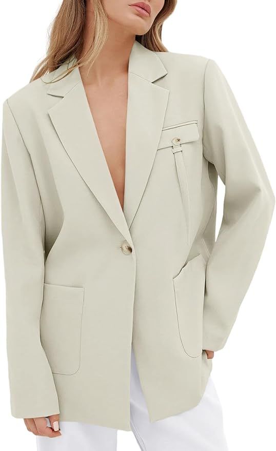 Cicy Bell Women's Oversized Casual Blazers Open Front Long Sleeve Work Blazer Jackets | Amazon (US)